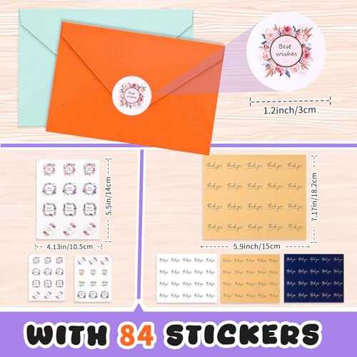 Mexgcom Umschläge, 81 farbige Briefumschläge im Set (3 x 27 Farben) aus Papier(Enthält 84 Aufkleber), Mschlag B6 Kuverts für Grußkarten Einladung Geburtstagskarten- 120 g/m², Bunt (17.5 * 12.5cm)