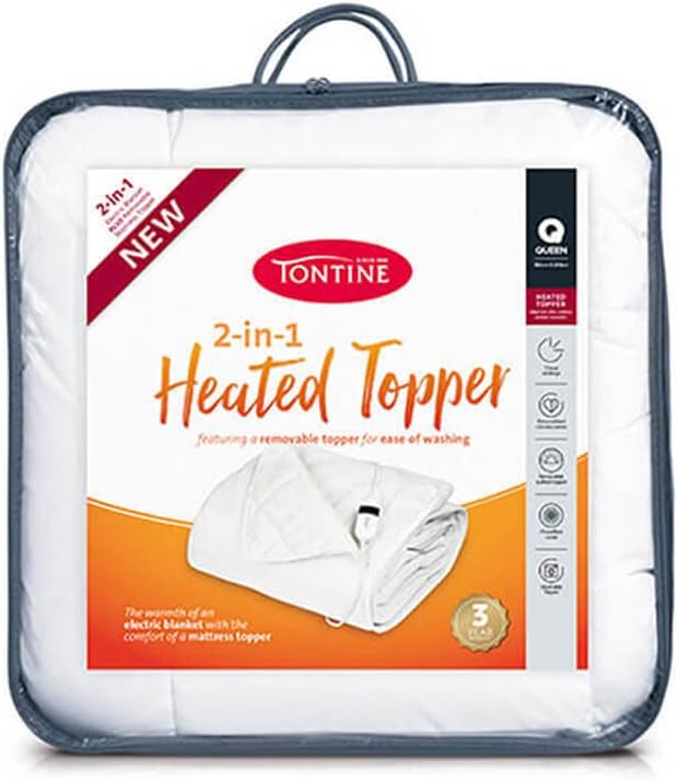 Tontine 2in1 Heated Electric Blanket Queen Bed Mattress Topper Home