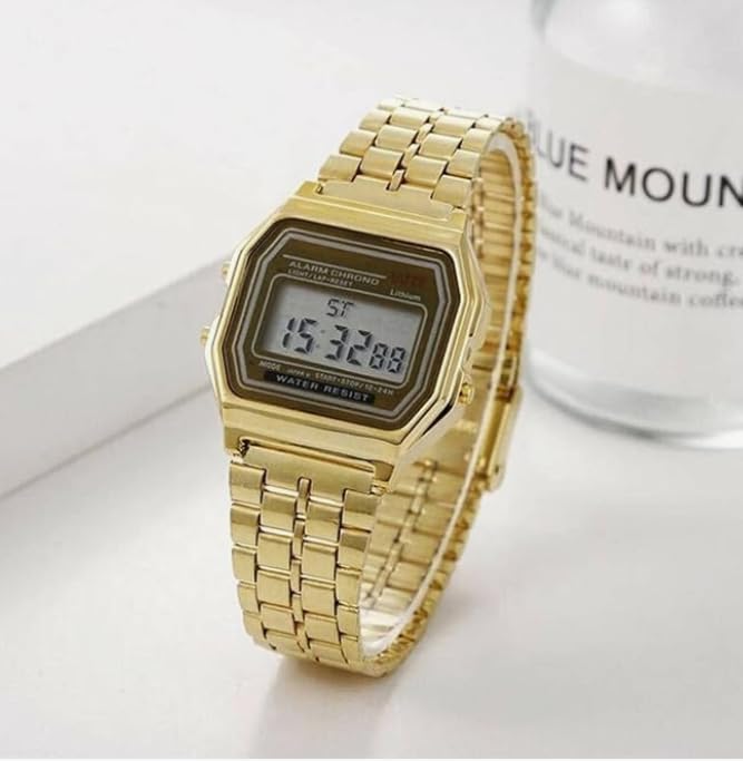 Image of AROA Premium Brand Vintage Series Digital Sports Square 4 Colours Dial LED Unisex Stainless Steel Strap Watch for Men's Watch for Women's Multicolor