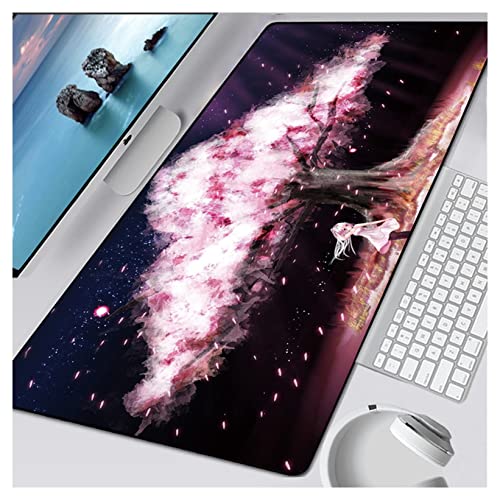 Tapis de souris gamer Sakura rose de 800x300x2mm pour ordinateur