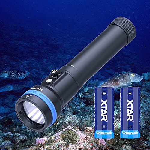 XTAR D26 2500 Lumens Scuba Dive Light Waterproof Diving Torch Submarine Diving Lights Underwater 100 Meters Cave Wreck Diving Flashlight