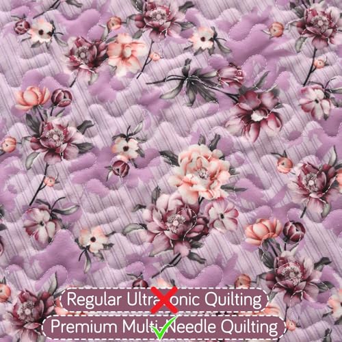 Image of HOKIPO 'Florentina Series' 1 PC Backrest Mat for Sofa Cover | Premium Multi-Needle Quilted Holland Velvet Mat with Anti Slip Backing, Peony Lavender (IN-877-V6*S)