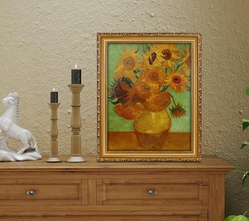 Image of Gold 11x14 Picture Frame with Mat Vintage Picture Frame Ornate | Wood, Real Glass, Matted 9x12 or 11 x 14 Photos, Easy Photo Changes, Wall Hanging