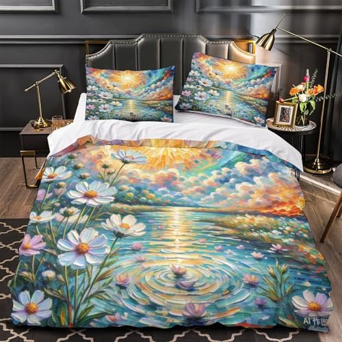 Housse de couette cosmos bipinnat 3D microfibre douce 200x200