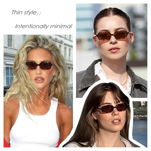 mosanana Small Narrow Rectangle Sunglasses for Women Trendy Retro 90s Style MS524793