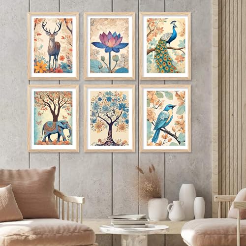 Image of kotart Modern Art Digital Painting for Wall Decoration - Natutre Inspired Wall Art Prints for Living Room Bedroom Office Room Decor (13X17 INCH, C) Pack of 6