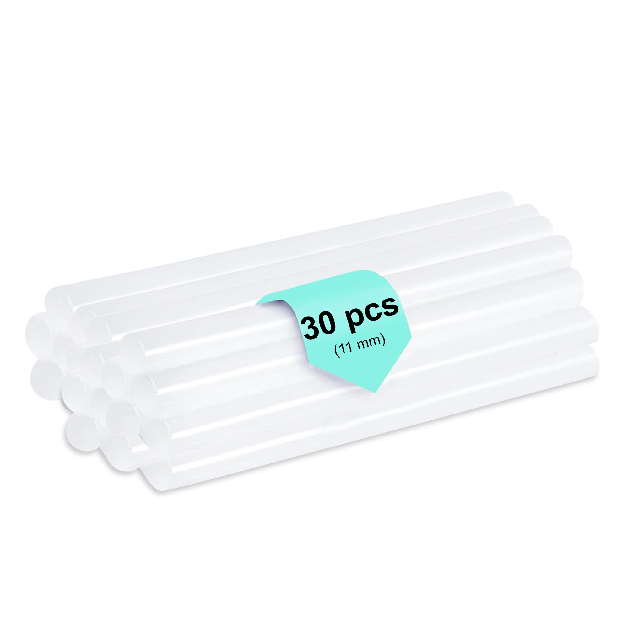GLUN® Barras de pegamento, barras de pegamento transparentes de 11 mm, 30 piezas para trabajos de manualidades, decoración de regalos, reparación electrónica y uso doméstico