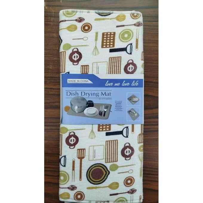 Orchid Absorbent Dish Drying Mat 3850 cm Fast-Drying Dish Pad Kitchen Counter Mat for Dishes Glassware & Utensils Non-Slip Foldable Machine-Washable Drying Pad Dish Drainer Mat
