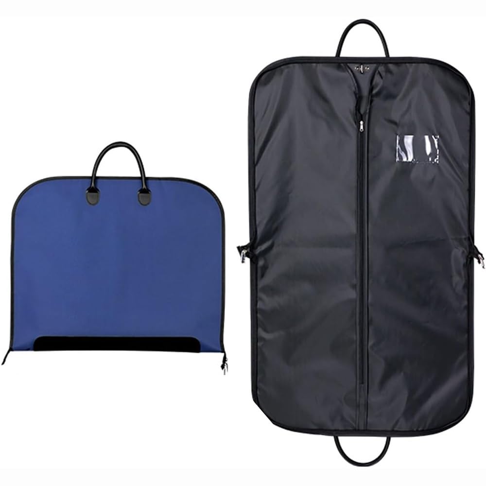 WYWY Portaabiti Impermeabile - 100 cm Borsa da Viaggio per Abiti con Manico in Pelle, Custodia Anti-Polvere Oxford per Abiti da Lavoro, Borsa Pieghevole da Riporto(Blue)