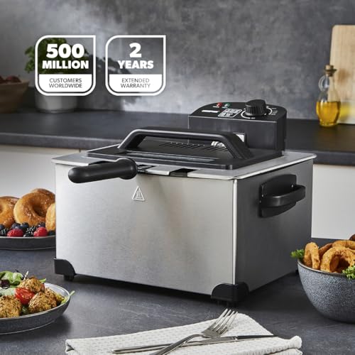 GEEPAS Deep Fat Fryer with Triple Baskets | Large 5L Electric Fryer with Viewing Window, Adjustable Temperature Control | 4L Large Basket & 2L Each 2 Small Baskets | Stainless Steel, Silver 2000W - Image 3