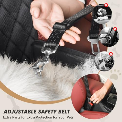 Looxmeer Hunde Autositz Extra Stabiler für Kleine Mittlere Hunde, Auto Hundesitz mit Verstärkte Wände und Sicherheitsgurte, Wasserdicht Hundeautositz für Rück- und Vordersitz, Schwarz