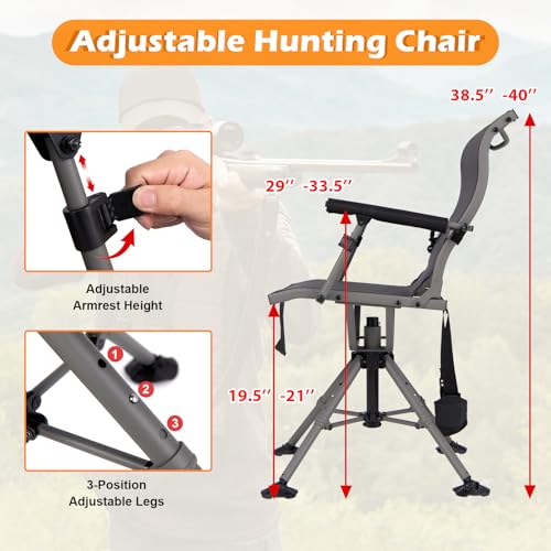 Image of Tangkula 360 Degree Swivel Hunting Chair with Shooting Rest