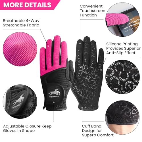image for FINGER TEN Womens Horse Riding Gloves Premium Equestrian Horseback Glo