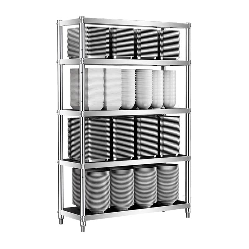 Scaffale da cucina regolabile a 4 ripiani in acciaio inox, per lavanderia, bagno, dispensa e armadio (120 x 45 x 180 cm) e soluzione salvaspazio