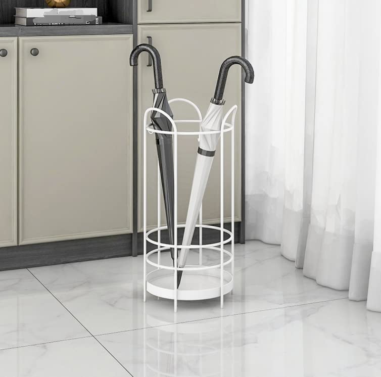 Soporte para Paraguas de Metal Resistente con Ganchos y Diseño Redondo 7