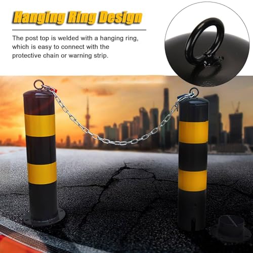 Poste de seguridad de acero con cinta reflectante, barrera de tráfico de metal duradero para estacionamiento, 50 cm de altura, protección fiable, unidad individual