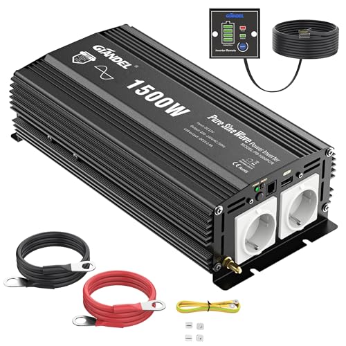 Giandel Inversor de Corriente 1500W Onda Sinusoidal Pura Coche Co...