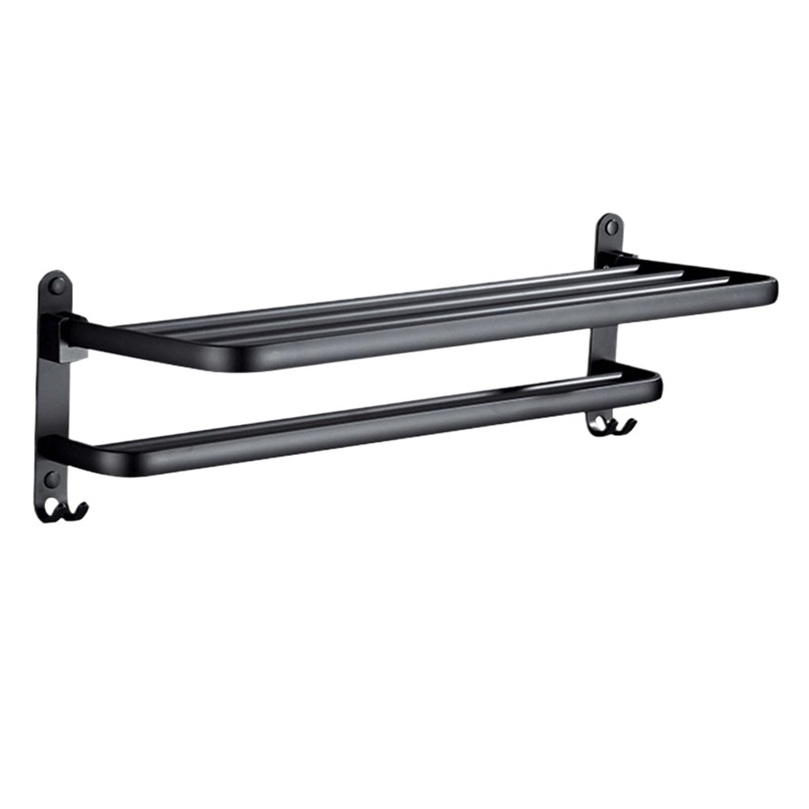 40/50/60CM No-Nail Bathroom Towel Holder Accessories Wall Mount Rail Shower Hanger Aluminum Bar Shelf Easy Maintenance(Two layers -50cm)