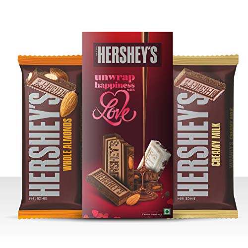 Hershey’s Bar Valentine Greeting Pack Whole Almond & Creamy Milk Chocolate, 100 gm (Pack of 2)