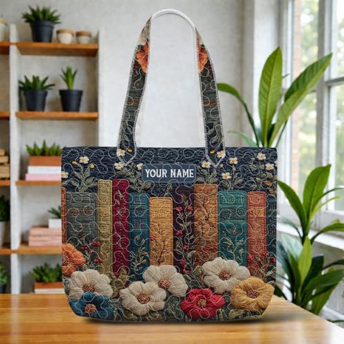 Bolso tote acolchado personalizado para amantes de los libros, bolso de hombro para lectores, bolsa acolchada para mujeres miniatura 2