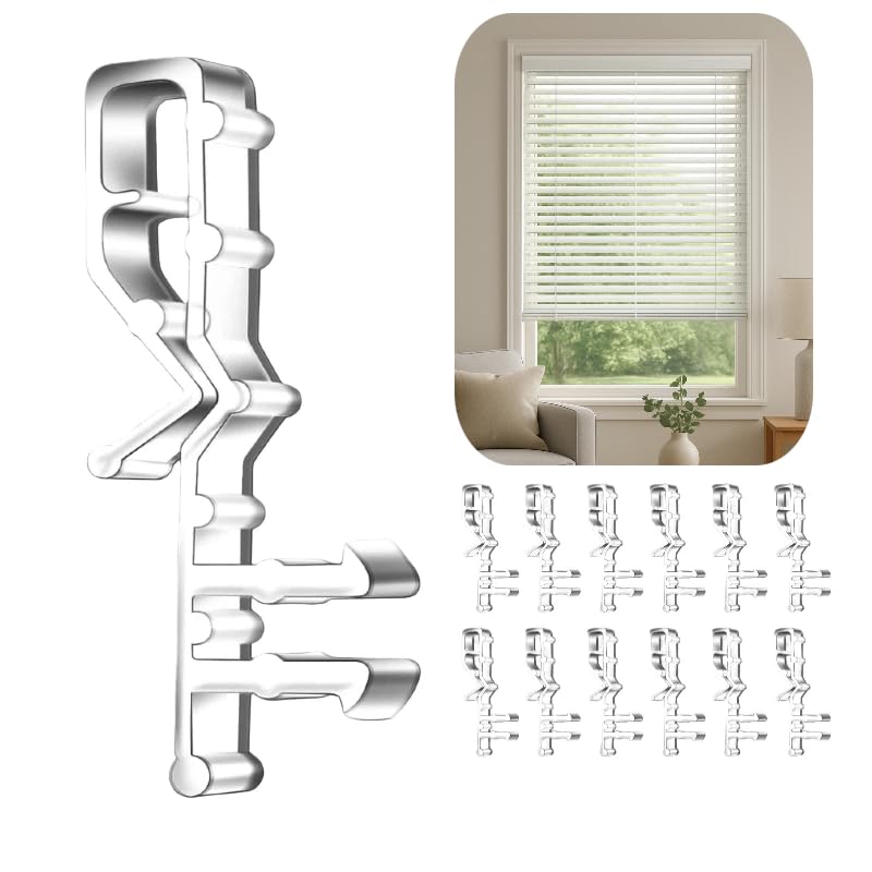 12 pcs 2-1/8 inch Hidden Channel Valance Clips Clear Plastic Window Blind Clip for Horizontal Wood Blinds Mini Blinds Retainer Holder for The Valance with a Groove in The Back (12)