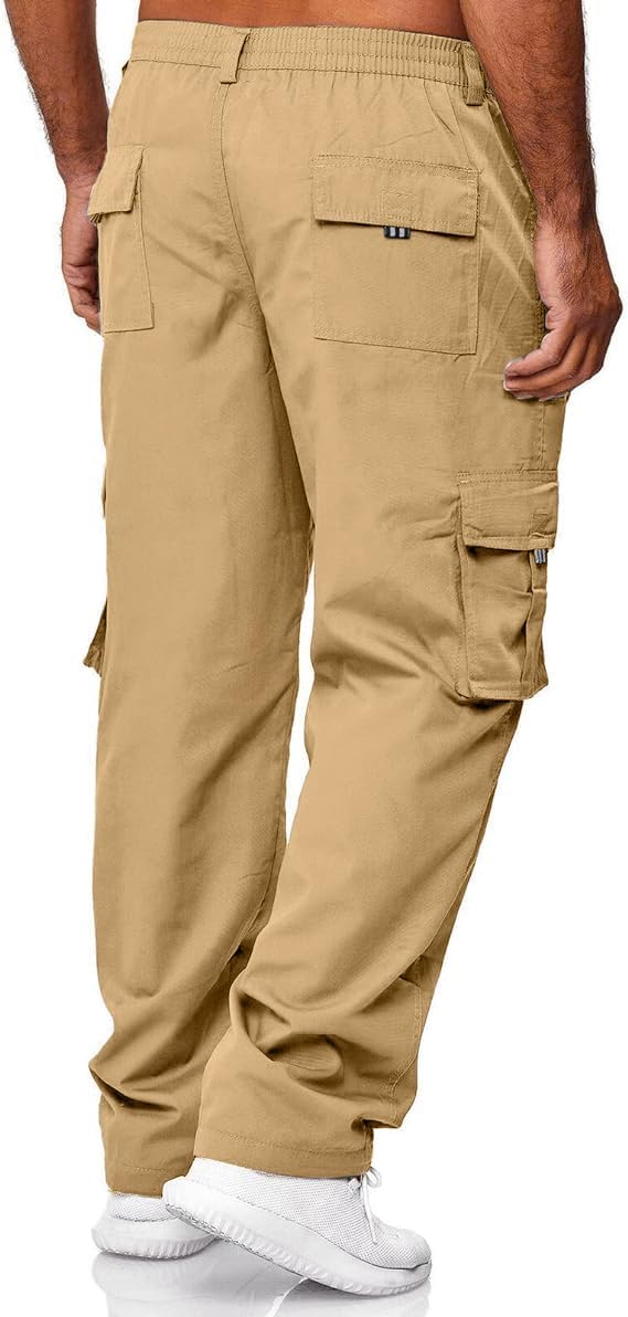 HUNGSON Mens Casual Cargo Pants - Sweatpants Joggers Athletic Trouser Cotton Slim Straight Hiking Pants for Men