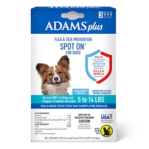 Adams Plus Flea  Tick Prevention Spot on for Dogs 514 Pounds 12 Weeks  Older 3month Supply Kills Fleas Flea Eggs Flea Larvae Brown Dog  Deer Ticks Kills and Repels Mosquitoes for 30 Days  Cucciolini Doodles Adams plus flea  tick prevention spot on for dogs 5 14 pounds 12 weeks  older 3 month supply kills fleas flea eggs flea larvae brown dog  deer ticks kills and repels mosquitoes for 30 days   cucciolini doodles