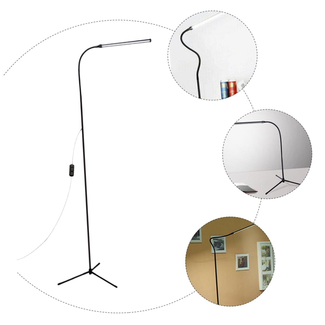 Tofficu Lampada da Lettura LED con Clip, Collo D’oca Flessibile, Dimmerabile, senza Sfarfallio, Luce Antiriflesso, in Alluminio e Ferro, Nero