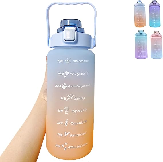 Hatieo 2 Litre Water Bottle, 2L Water Bottle with Straw, Leakproof