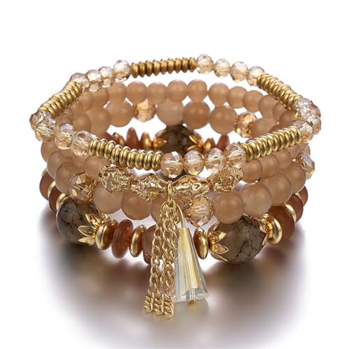 Shining Diva Fashion Latest Stylish Boho Bohemian Bangle Set Bracelet for Women and Girls (16170b)(Brown)