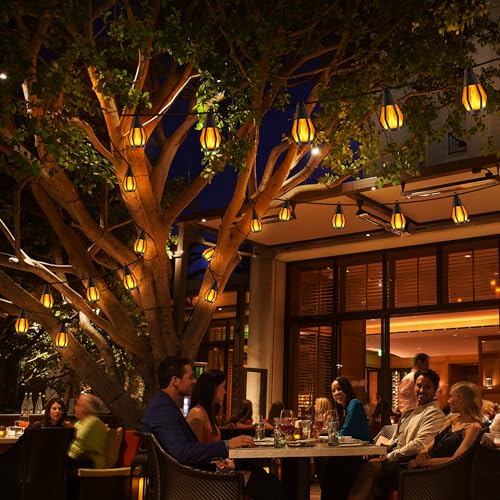 Jnaurb Solar String Lights for Outside, 21Ft Patio Lights with 10 Flickering Flame Light Bulbs, Waterproof Warm White So - Additional View