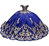 Mouccy Princess Off Shoulder Royal Blue Quinceanera Dresses Ball Gown Lace Beaded Sweet 15 16 Dresses with Bow Pearly Prom Gown with Train 2