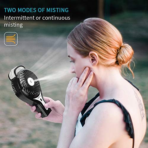 OPOLAR Handheld Personal Water Misting Fan for Travel, Portable Rechargeable Fan with 2200mAh Battery, Battery Operated or USB Powered, Small Air Cooler/Mini Humidifier with 3 Settings