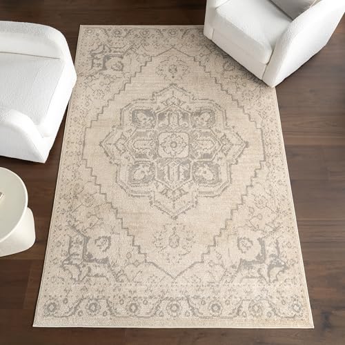 Tapete nuLOOM Medallion Beige y Gris 8x10 pies miniatura 1
