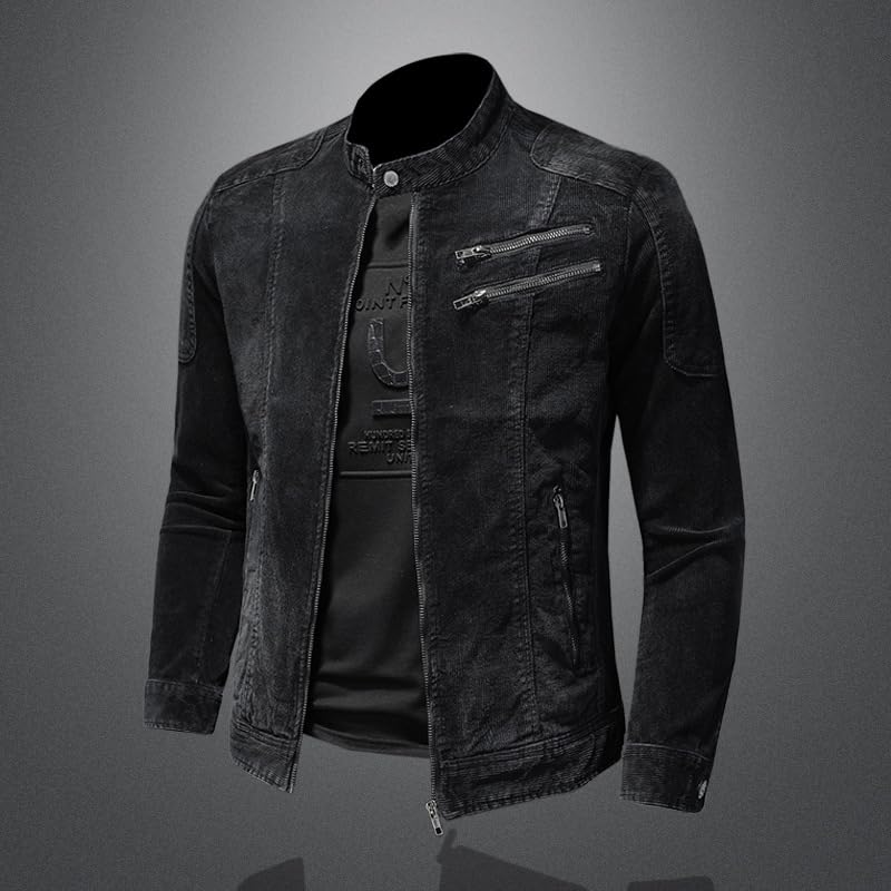 Spring jacket stand-collar motorcycle men's jacket2