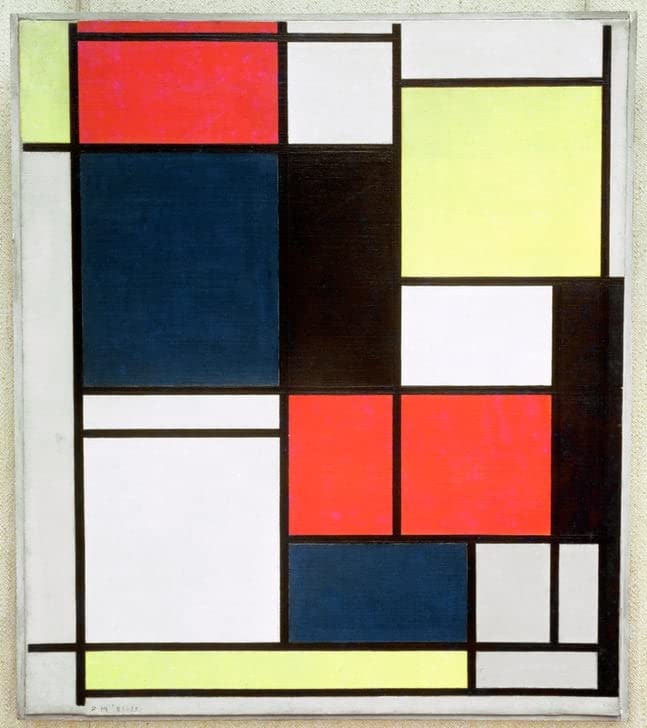 Tableau II de Piet Mondrian impression sur toile affiche d'art mural 60x90cm