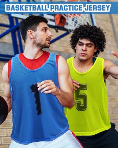 Image of Suhine 48 Pcs Adult Pinnies for Sport Soccer Nylon Mesh Scrimmage Vest Mesh Basketball Football Team(Cute Color,XXL)