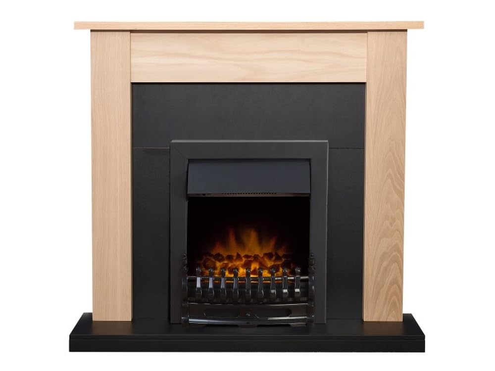 Adam Southwold Fireplace Suite - Oak and Black - 43 Inch - Blenheim Electric Fire
