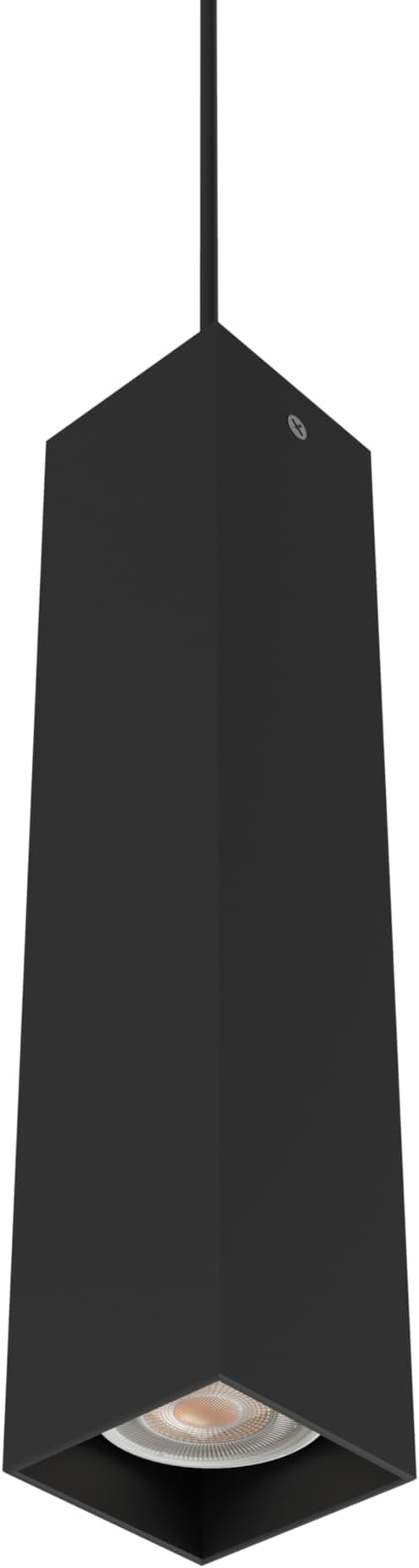 L+ L+ Moderne hanglamp, klein, handgemaakt, lampenkap van metaal GU10, keuken, woonkamer, slaapkamer, modern design (zwart, 6 x 6 x 30 cm)