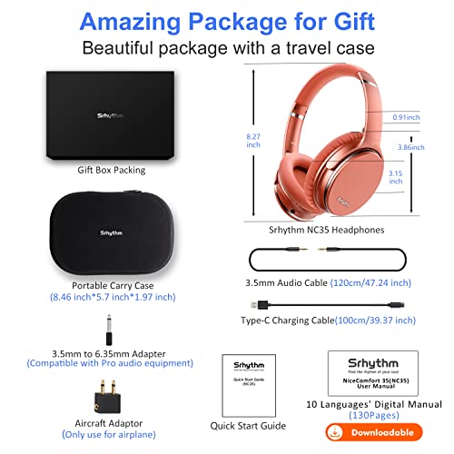 Srhythm-NC35-Noise-Cancelling-Wireless-Headphones-Bluetooth-50-Foldable-Over-Ear-Headset-with-Build-in-Mic50-Hrs-PlaytimeMulti-Point-Bluetooth-Connection-Voice-Call