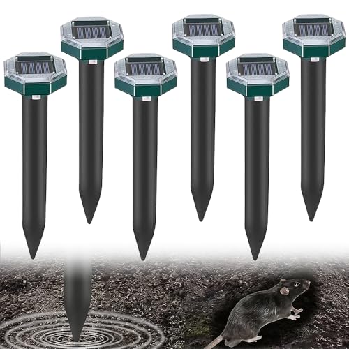 KQWVZ Ahuyentador De Topos Solar, 6 Piezas Repelente Solar para Topos, Repelente De Ratones Ultrasónico, Ahuyentador De Topos Ultrasónico, Gopher Y Otros Repelentes para Topos para Jardines, Campos