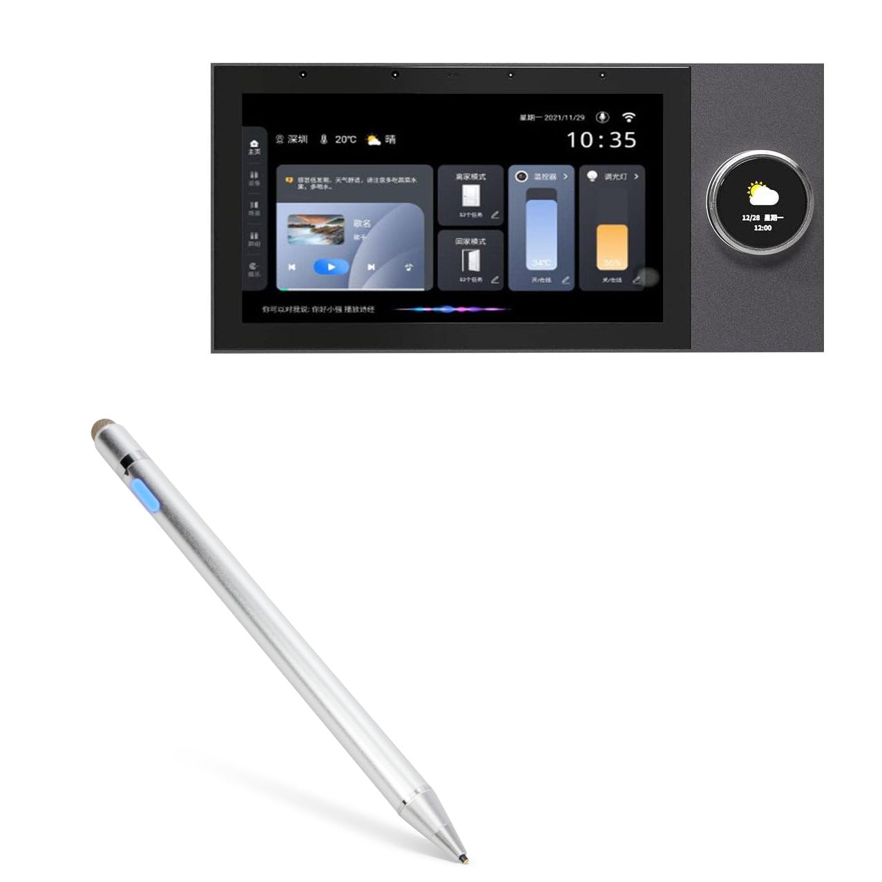 BoxWave Stylus Pen Compatible with Tuya Smart Central Control (7 in) - AccuPoint Active Stylus, Electronic Stylus with Ultra Fine Tip - Metallic Silver