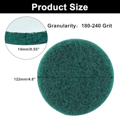 Image of 5 Inch Replacement Scrub Pads, 8 Pack Super Abrasive Green Scrubbing Pads, 180-240 Grit Drill Power Brush, Heavy Duty Cleaning Pads for Kitchen, Bathroom, Carpet, Shower, Tub, Grill, Tile