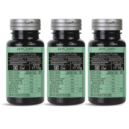 PostQuam - Colesterol Forte 90 Cápsulas - Control del Colesterol y Salud Cardiovascular - Con Esteroles Vegetales, Omega 3 y Extracto de Ajo