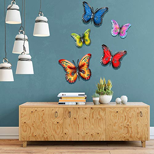 6 Pezzi Farfalla in Metallo Arte della Parete