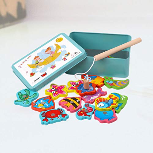 Toyvian Jogo de Pesca MagnÃ©tico Brinquedos MagnÃ©ticos de Madeira Captura de Peixes Montessori Jogo