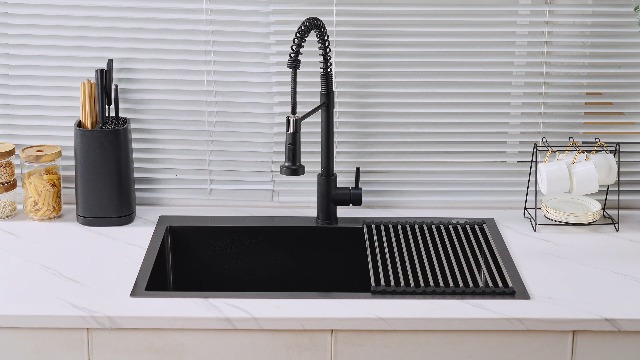 30 Inch Undermount Kitchen Sink, Matte Black Nano Stainless Steel