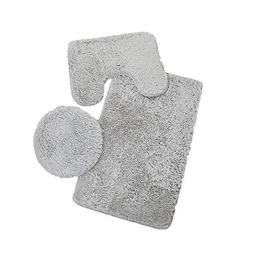 WYZQ Juego de Alfombrillas de baño 3 Piezas - Almohadilla de Tapa de Inodoro de Felpa Lavable Antideslizante + Alfombra de baño + Alfombrillas de Inodoro en Forma de U Decoración navideña para bañera