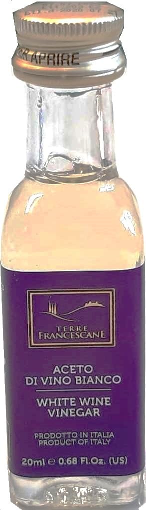 TERRE FRANCESCANE kleine mini Fläschchen von Weisswein-Essig 120x 20ml | Weißweinessig | italienisch | white wine vinegar | Probierset | Geschenkset | für Zuhause & Gastro (120)