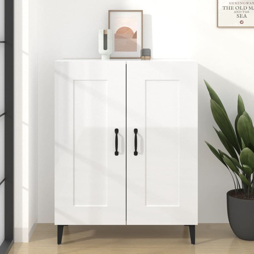 Credenza,Mobiletto Multiuso Madie moderne soggiorno Con scomparti Per Sala da Pranzo Salotto Corridoio Cucina 69,5x34x90 cm in Legno Multistrato Bianco Lucido